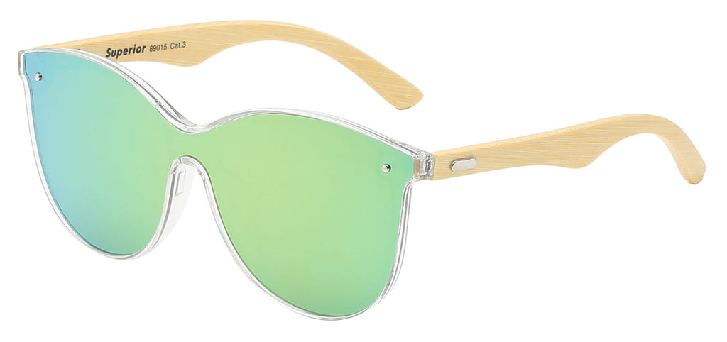 ELEVATE YOUR STYLE: ECO-CHIC SUPERIOR 8SUP89015 WITH REAL BAMBOO TEMPLES & MIRROR LENSES