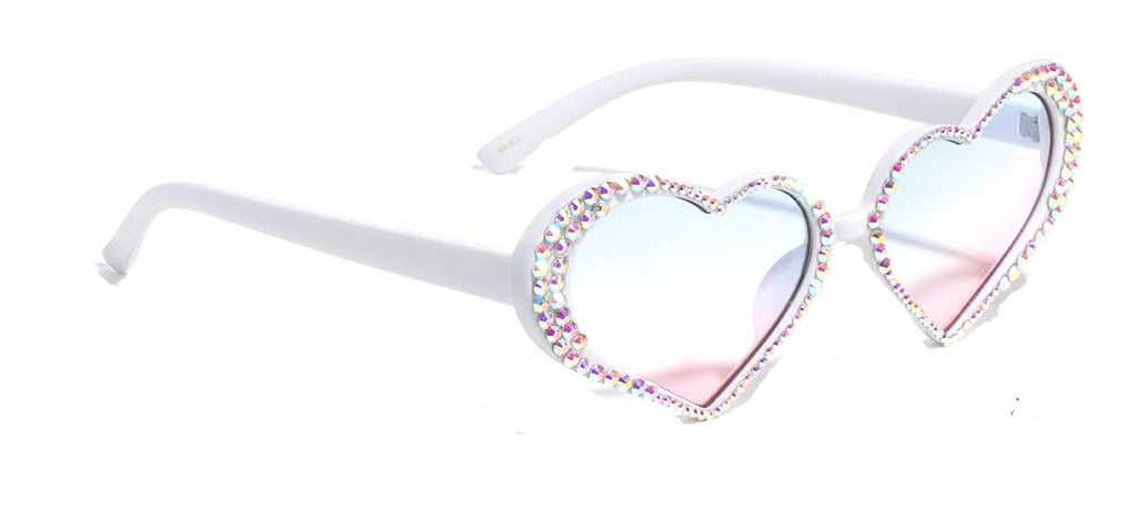 New Edge Eyewear Diamond Shape Rhinestone Heart Sunglasses