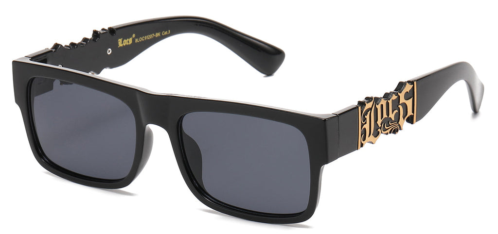 Locs 8LOC91207-BK Square Wrap Sunglasses – Matte Black Frame with Smoke Lenses