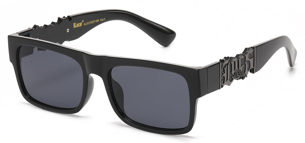 Locs 8LOC91207-BK Square Wrap Sunglasses – Matte Black Frame with Smoke Lenses