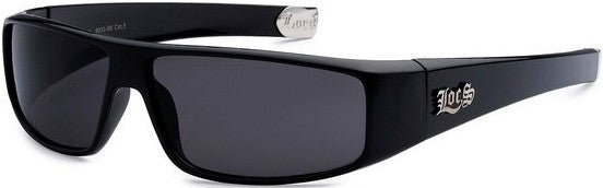 Locs 8LOC9035-BK Men’s Rectangle Sunglasses – Gloss Black Frame, Smoke Lenses, Hardcore Streetwear