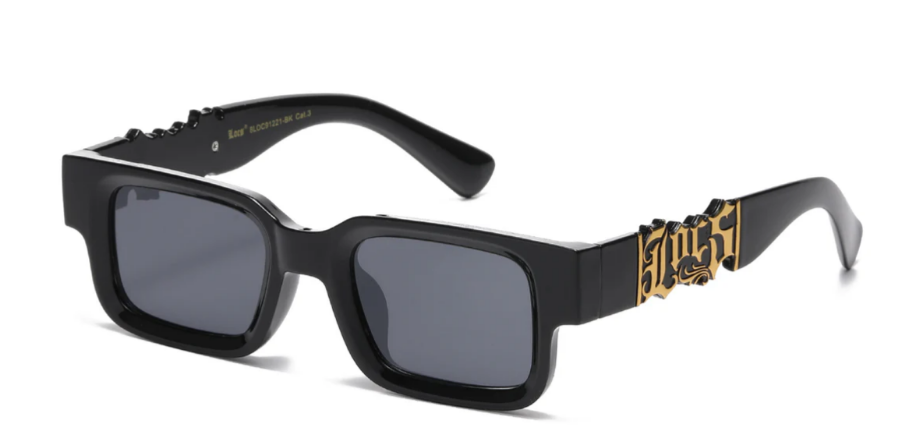 Locs 8LOC91221-BK Black Rectangular Wrap Sunglasses with Smoke Lens – UV Protection Urban Style