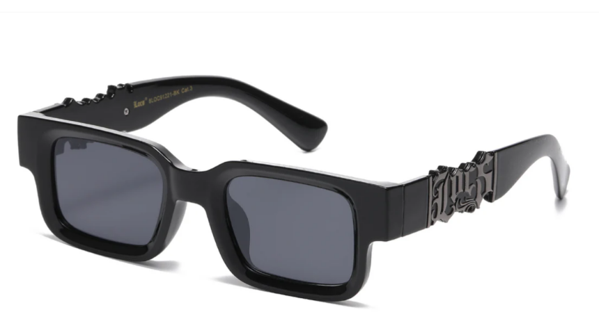Locs 8LOC91221-BK Black Rectangular Wrap Sunglasses with Smoke Lens – UV Protection Urban Style