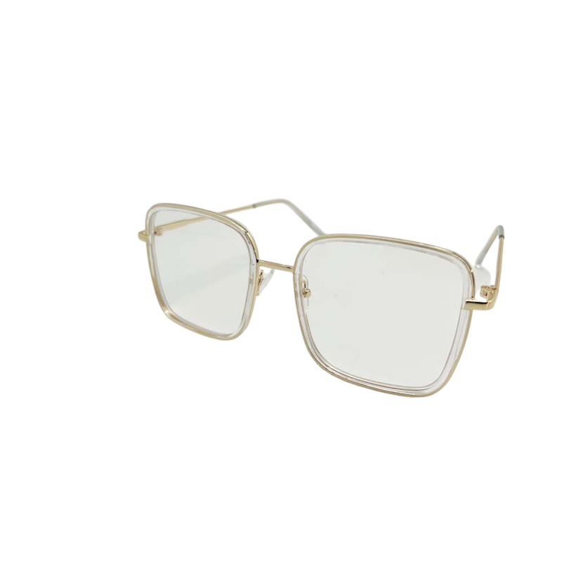 BIG SQUARE 59071BL METAL CLEAR GLASSES