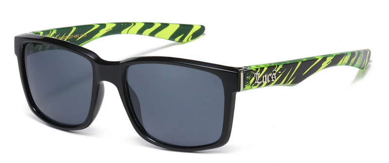 Locs 8LOC91227-MIX Square Wrap Sunglasses – Black Frame with Bold Color Accents