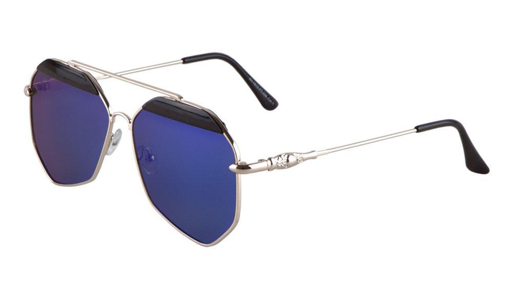 Aviator Flat-Color Mirror Sunglasses