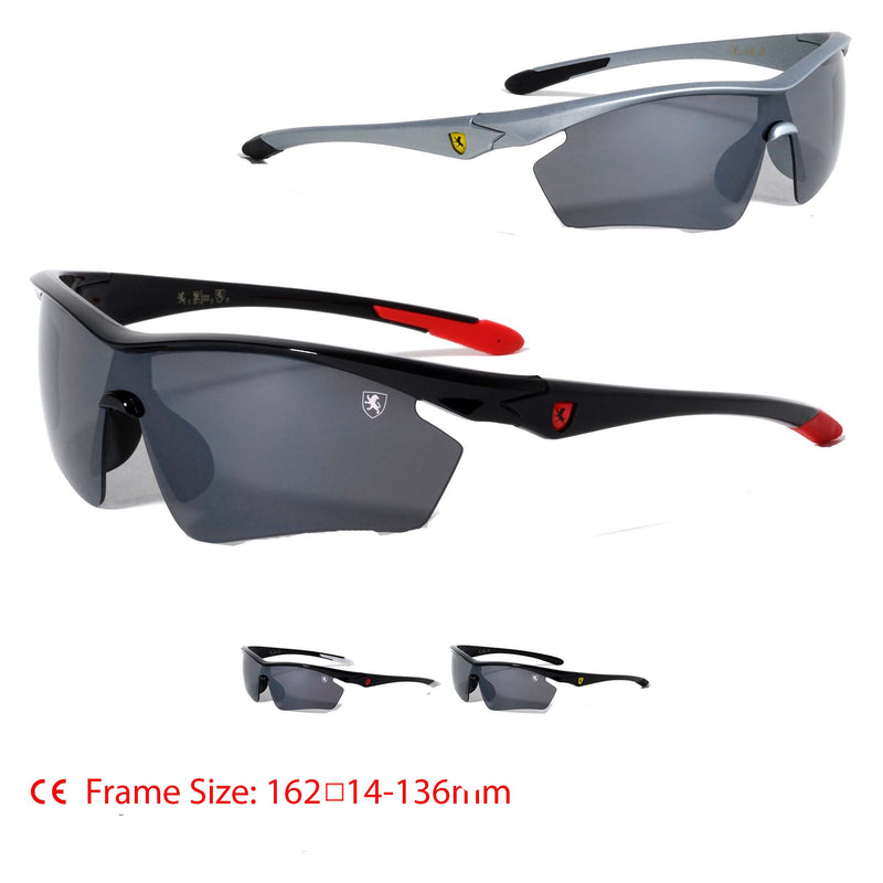 KHAN Semi-Rimless Shield Sports Sunglasses