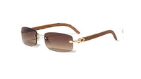 RIMLESS ELEGANCE: SUPER DARK LENS WOOD PATTERN SUNGLASSES