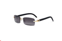 RIMLESS ELEGANCE: SUPER DARK LENS WOOD PATTERN SUNGLASSES