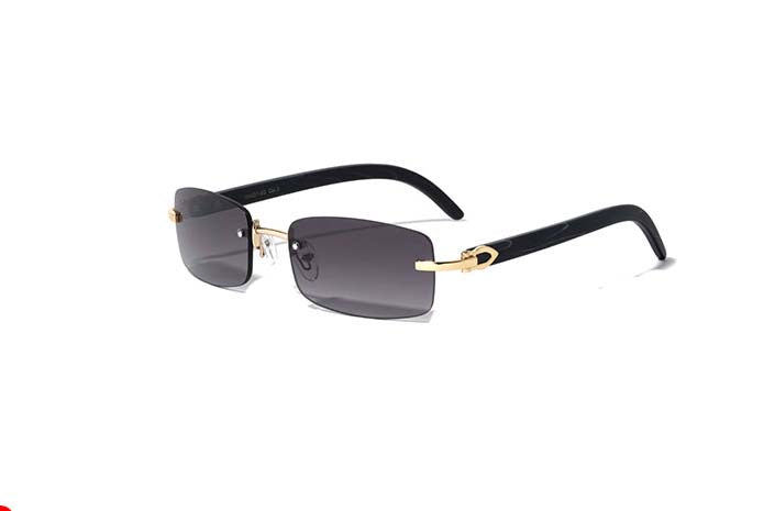 RIMLESS ELEGANCE: SUPER DARK LENS WOOD PATTERN SUNGLASSES