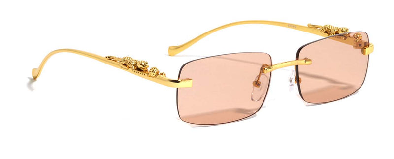 Rimless Rounded Rectangle Jaguar Fashion Sunglasses