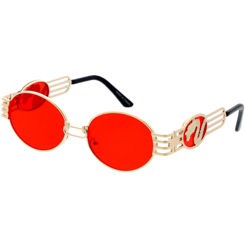 Dragon Crystal Retro Round Metal Sunglasses