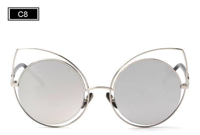 Cat Eye Sunglasses Women Vintage Fashion Mirrored Sun Glasses