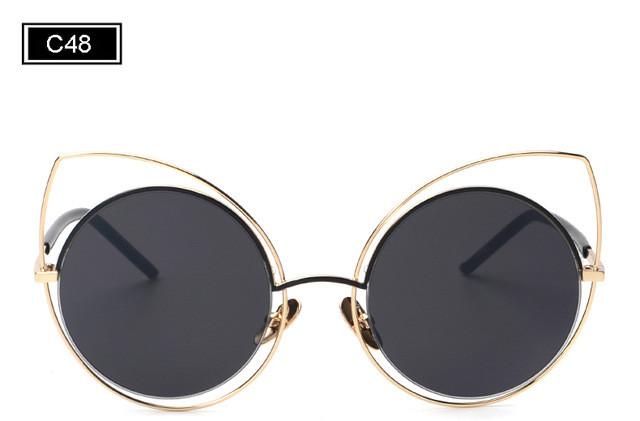 Cat Eye Sunglasses Women Vintage Fashion Mirrored Sun Glasses